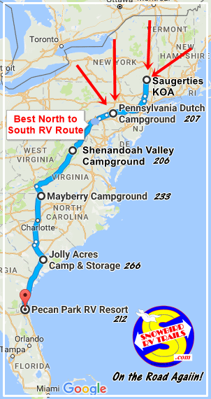 Best East Coast Snowbird RV Route South Northeast to Florida